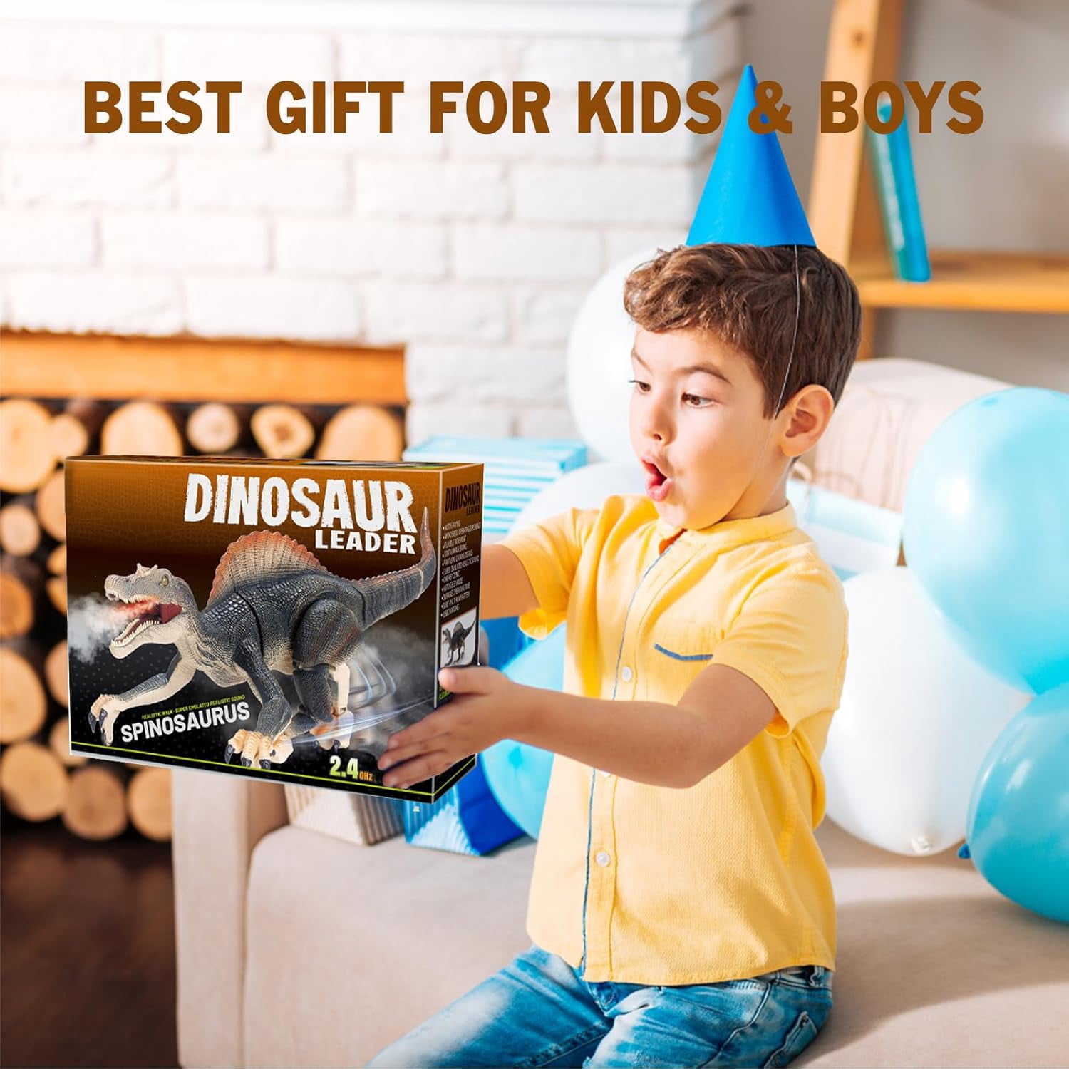 Remote Control Dinosaur Toys for Boys Electronic RC Spray Raptor Toy 2.4Ghz Walking Roaring Jurassic Spinosaurus Realistic 18.1" Dino Rechargeable Birthday Gift for Kids 3 4 5 6 7 8