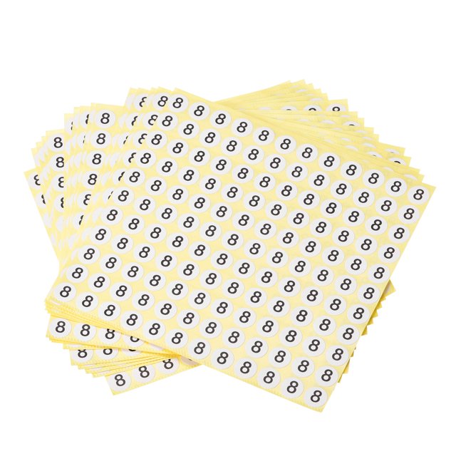 Unique Bargains Papier Couché Rond 13mm Dia Autocollants Chiffres Chiffres 8 Blanc, 15 Feuilles