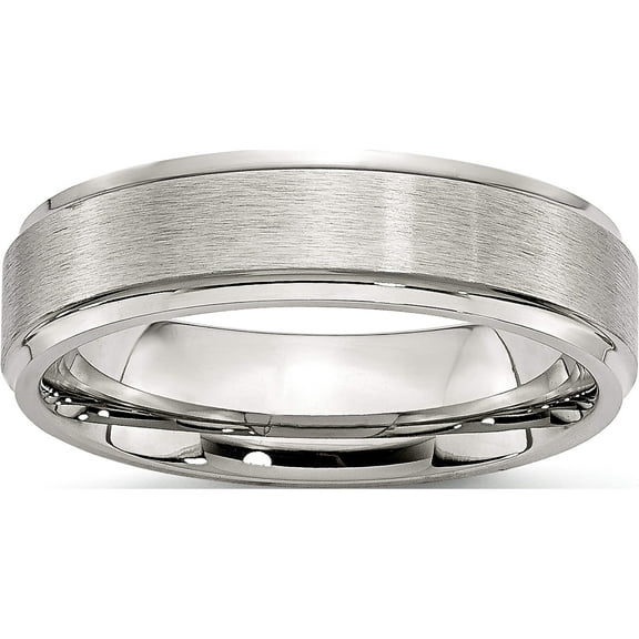 Stainless Steel Brushed And Polished 6mm Grooved Edge Band (Size 6) Made In China sr88-6