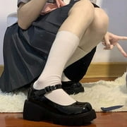 Fesfesfes Young Ladies Shoes Round-toe Faux-Leather Shoes Flat Heel Teen Girls Shoes Water Proof Shoes 7.5(40)
