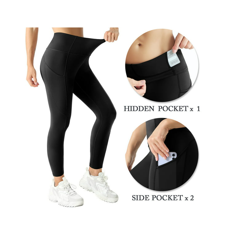 UUE 25Inseam Black Leggings with Pockets for women, Tummy control and High  waisted leggings 