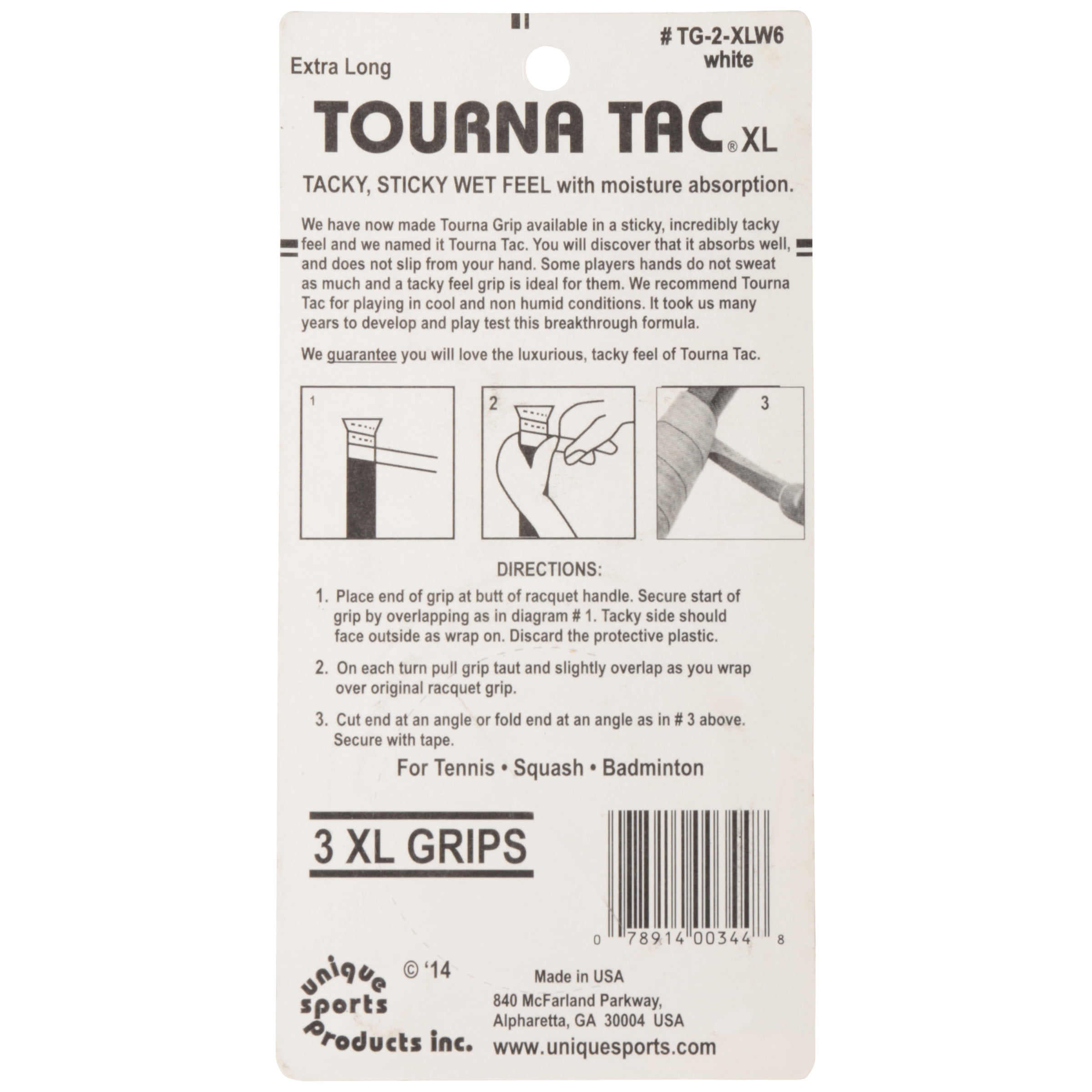 Tourna Tac Wet Feel Griffbänder – 2er Pack, Weiß, Für Klebrigen, Nassen Griff Am Schläger