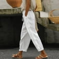 thumbnail image 2 of TRUBKH wide leg pants woman flowy pants for women womens wide leg linen pants high waisted wide leg pants for women wide leg pants woman Pants Drawstring Capri Pants With Pockets Wide Leg White 2XL, 2 of 7