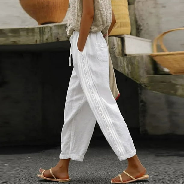 WILLBEST Pantalones Casuales para Mujer: Elegante Diseño de Cintura Alta con Bolsillo y Cordón para Un Ajuste Relajado, Ideales para Uso Diario y para Combinar con Estampados de Halloween. Grande