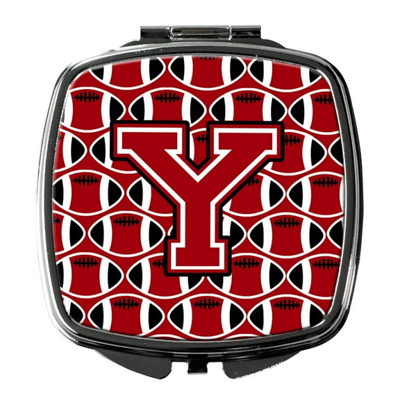 Letter Y Football Red Black and White Compact Mirror CJ1073-YSCM