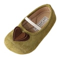 thumbnail image 1 of Wo-Fusoul Princess Shoes for Girls, Flat Soft Sole Velvet Heart Design, Versatile Spring and Summer Fashion, Brown Size 21, 1 of 5