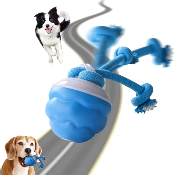 Interactive Smart Pet Puppy Ball with Ropes, Vibrating Squeaky Electric Balls for Dogs with Jumping Rolling Action, Automatic Moving Self Play Ball