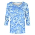 thumbnail image 7 of Women's Plus Size Floral Tops 3/4 Length Casual T-shirts Graphic Printed Crewneck Tees Tshirts Summer Fall (S, Sky Blue), 7 of 7
