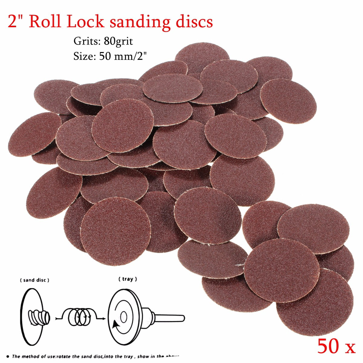 100 pcs 2/" Roll Lock Sanding Discs 120 GRIT Roloc Abrasive Pads Auto Body Type R