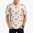 thumbnail image 3 of Balery Mushroom Printed Men’s Short Sleeve Polo Shirt, Midweight Men's Shirt,Golf Polo shirts -Small, 3 of 9