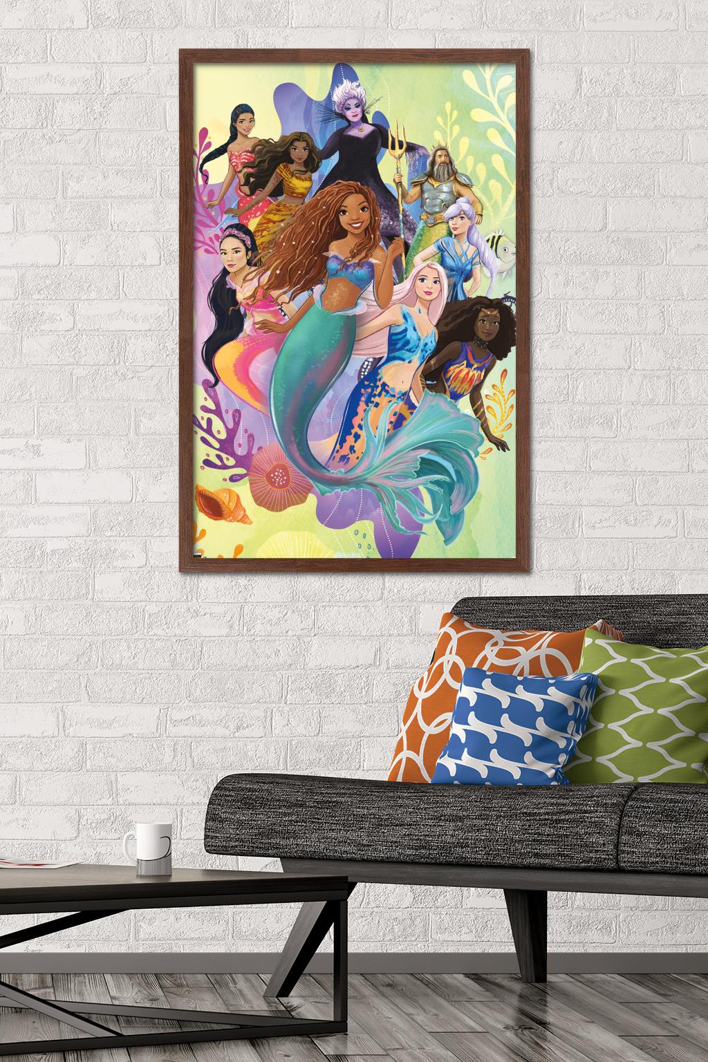 Disney Little Mermaid - Group Wall Poster, 22.375" x 34" Framed