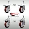 thumbnail image 2 of 5 Inch SS Maroon Polyurethane ½ Inch Threaded Stem Caster Set Total Lock Brake, 2 of 2