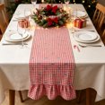 thumbnail image 6 of LIORAGLJ Christmas Table Runner with Ruffled Ends Double-Sided Plaid 13×55in Dining Table Window Decor, 6 of 6