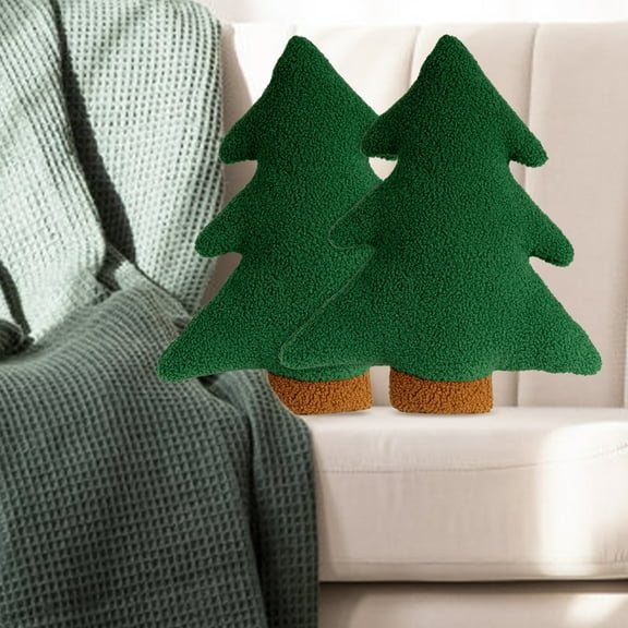 GIRACOA 2 Pack Christmas Tree Pillow, Cute Xmas Tree Shaped Plush Pillow Stuffed for Christmas Party Home Cushion Decorations