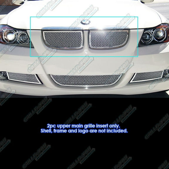 APS Compatible with BMW 325I 330I 2006-2007 Main Upper Stainless Steel Chrome Mesh Front Grill Grille Insert W75526T