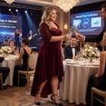 thumbnail image 3 of Agnes Orinda Women's Plus Size Prom Dress Velvet V Neck Sequin Glitter Half Sleeve High Low Hem Elegant A Line Midi Dresses 1X Burgundy, 3 of 6