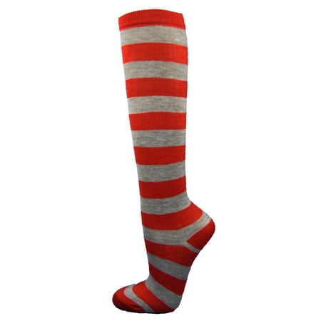 

COUVER [KSTR01] 1 Stripe Fashion/Costume Knee High Socks Red / Light Gray 1PR