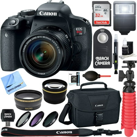 Canon EOS Rebel T7i Digital SLR Camera with EF-S 18-55mm IS STM Lens + Sandisk Ultra SDHC 32GB UHS Class 10 Memory Card + Accessory