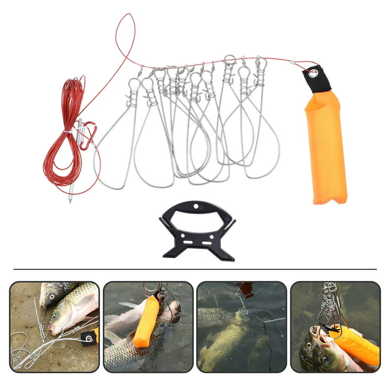 Homemaxs Fish Stringer Stringer Lock Kayak Snaps Fishing Metal Rope Stainless Live Holder Cablesnap Swivel Wirebuckle Locks 5, Size: 1000X17X4CM