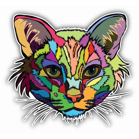 DOPASTICKER Colorful Cat Head Animal Sticker Decal Phone Decal Water Bottle Stickers Cars Stickers Water Bottle Stickers For Kids