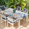 thumbnail image 2 of Blue Starfish Coastal Table Cloths for 6 Foot Rectangle Tables, Eucalyptus Summer Nautical Shell Wooden Patio Waterproof Elastic Fitted Tablecloths, Washable Rectangular Table Cover for Camping, 2 of 8