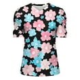 thumbnail image 5 of GA WEIHUA Womens Short Sleeve Tops Floral Boho Shirts Cute Daisy Graphic Summer T Shirts Crewneck Outfit V Neck Blouses Casual Tunic Tees(Blue,L), 5 of 5