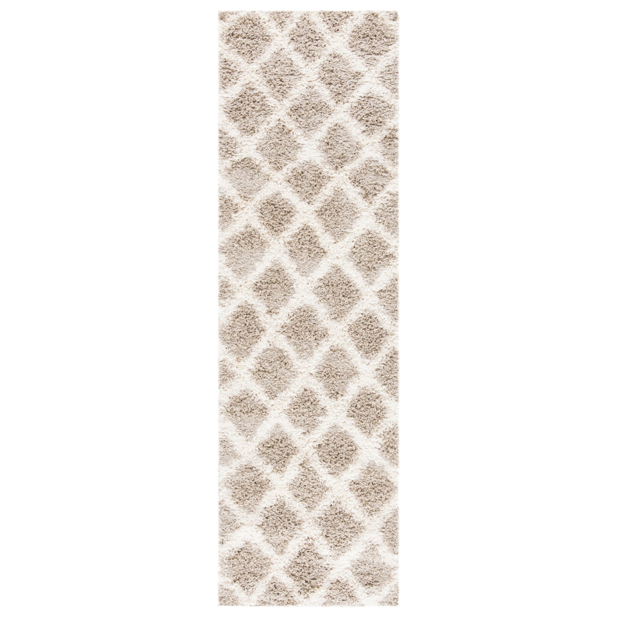 SAFAVIEH Layla Geometric Plush Shag Area Rug, Beige/Ivory, 3' x 5'