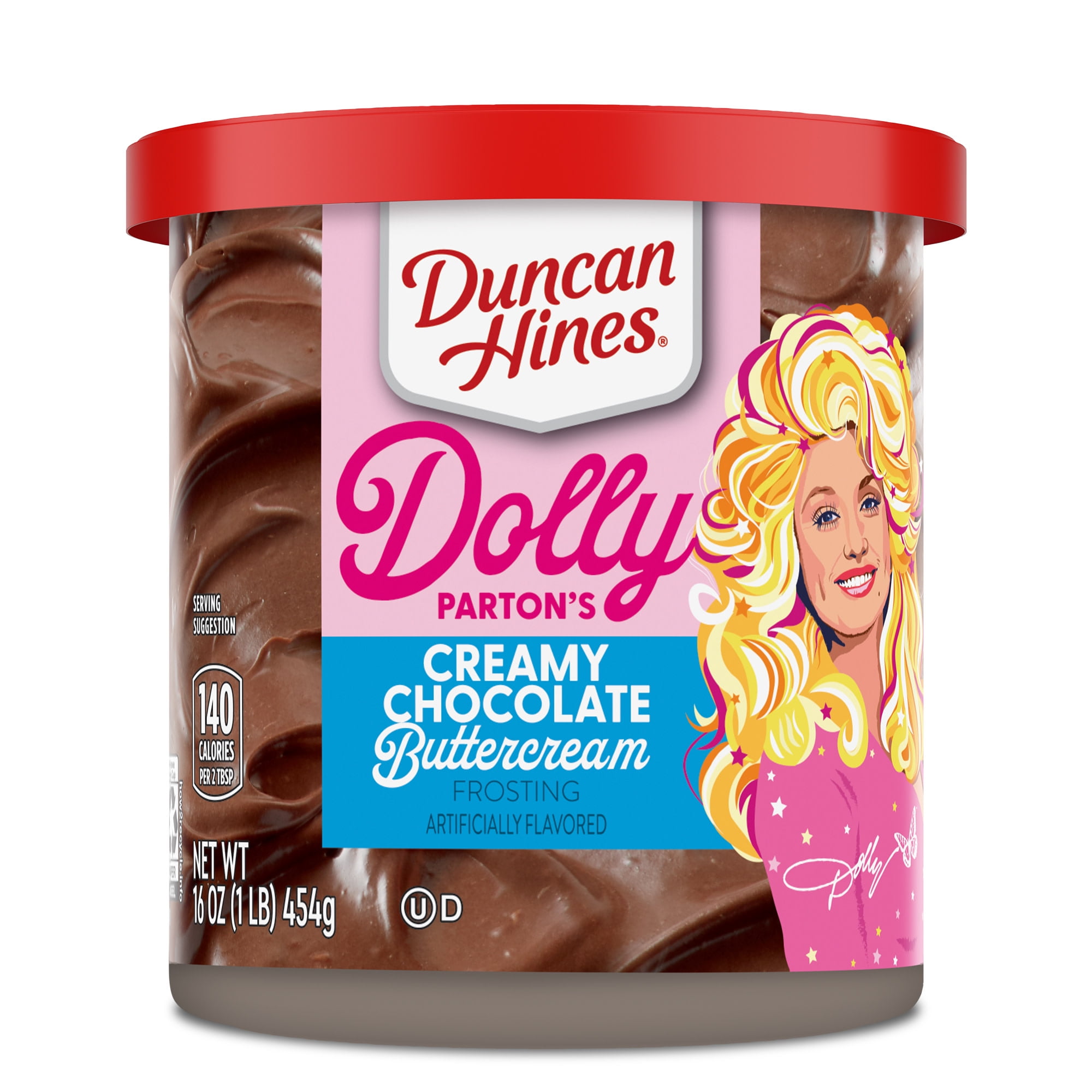 (4 pack) Duncan Hines Dolly Parton's Favorite Chocolate Buttercream Flavored Cake Frosting, 16 oz.