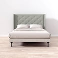 thumbnail image 3 of Huppe Button Tufted MCM Wingback Upholstered Headboard, Stone, Full/Queen, 3 of 7