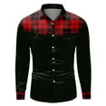 thumbnail image 4 of Camisas s Para Hombre Camisa de manga larga con botón de solapa y bloque de color a cuadros informal a la para hombre (Black, XL), 4 of 5