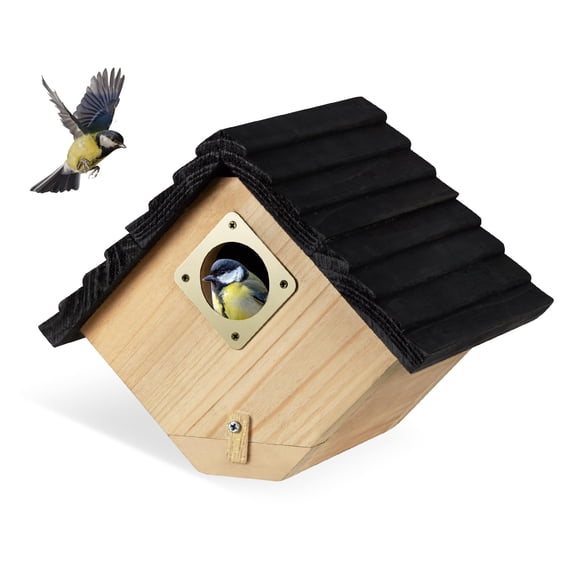 Bird House for Outside, Outdoor Bird Houses for Bluebirds, Finches & Cardinals - Natural Wooden Bird Nest with Easy Clean Design,