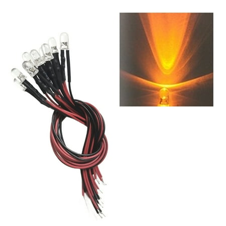 

10pcs 5mm 3.7-12V F5 LED Pre-wired General-purpose Light-emitting Diode 20cm 8inch Wire Length