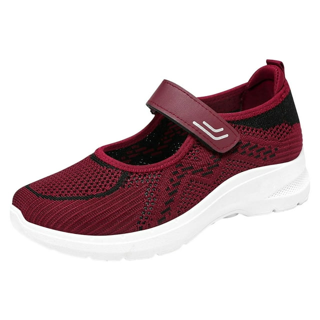 HBFAGFB Espadrilles pour Femmes Confortables Respirantes à Enfiler Chaussures de Marche de Gym Sortie Rouge Taille 39