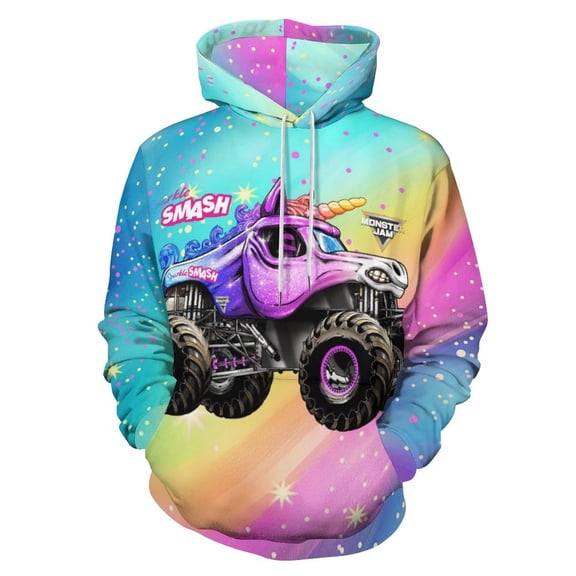 Sparkle Smash Trucks Pullover Hoodie Casual Hooded Long Sleeves Sweatshirts Women Men