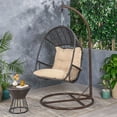 thumbnail image 2 of Christopher Knight Home Malia Wicker Hanging Chair with Stand by  White/Green, 2 of 5