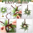 thumbnail image 3 of 4 Sets Mini Christmas Wreath for Cabinets 5.9 Inch Artificial Cypress Cedar Wreath with Vintage Cow Bells Ribbon for Xmas DIY Craft Kitchen Chair Window Fireplace Wall Decor, 3 of 7