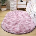 thumbnail image 1 of Area Rug for Living Room Soft Fluffy Rug for Bedroom Oval Shaped Rug Shaggy Aesthetic Carpet Suitable for Lounge Area Home Decoration, Entryway Indoor Area Carpet, Bedside Rug(Pink Purple,24x47in), 1 of 6