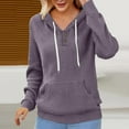 thumbnail image 2 of Womens Hoodies Long Sleeve Kangaroo Pocket Fashion Loose Sweatshirt Fall Comfortable Pullover Daily Sweatshirts Purple XXL, 2 of 5