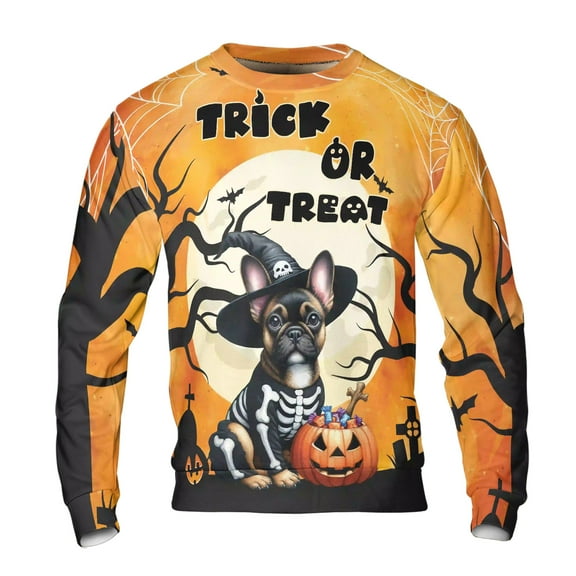 Trick or Treat French Bulldog Needs Candy Happy Halloween Night All Over Print 3D Sweatshirt Unisex Merch Dog Lover Gifts - 02020