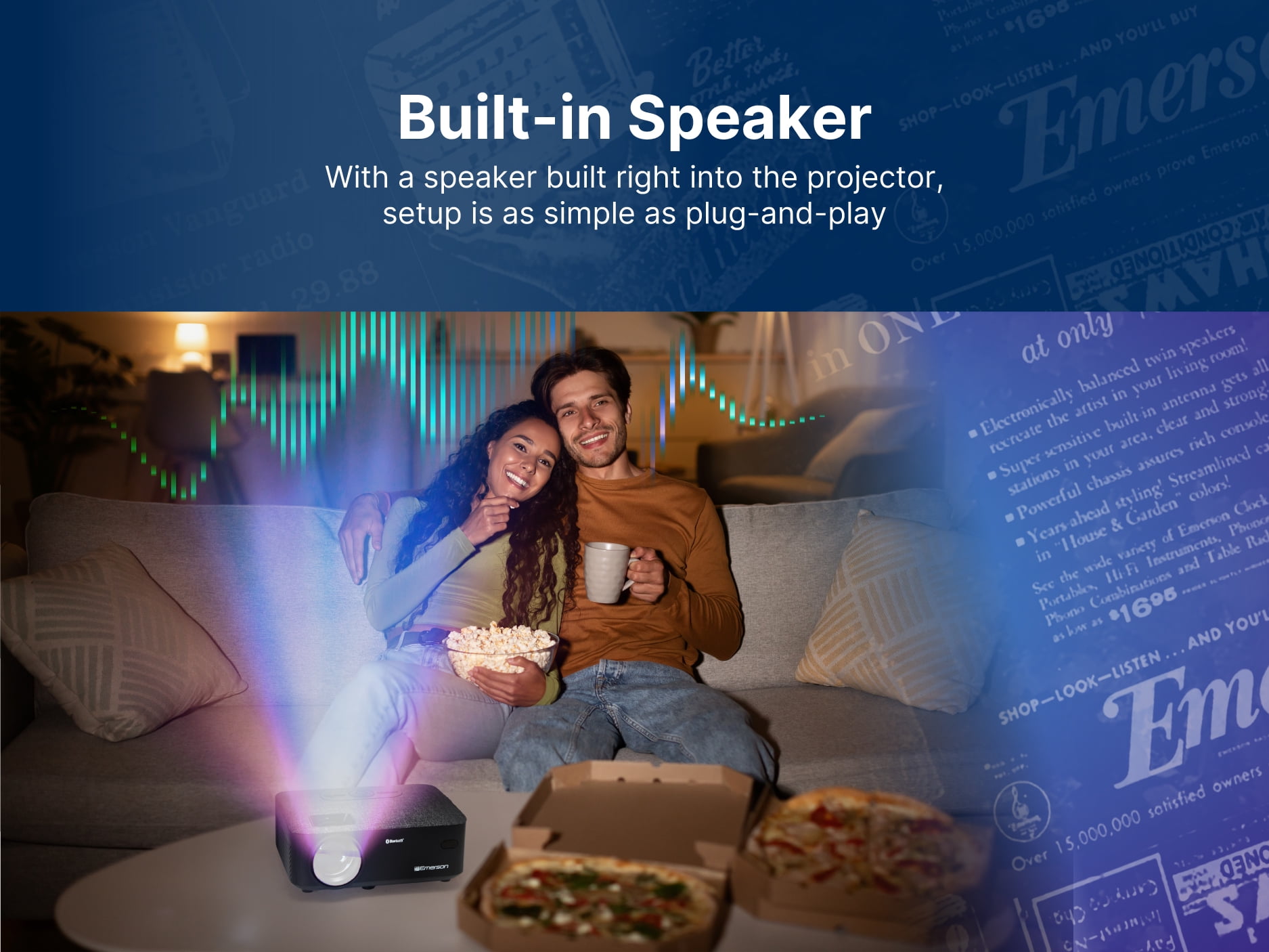 Emerson EVP-2001C Portable Projector with Portable Screen and Carrying Case, Black