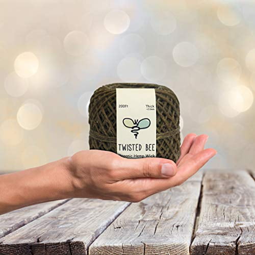 Thick x 200ft, Organic Hemp Wick with Natural Beeswax Coating | Twisted Bee