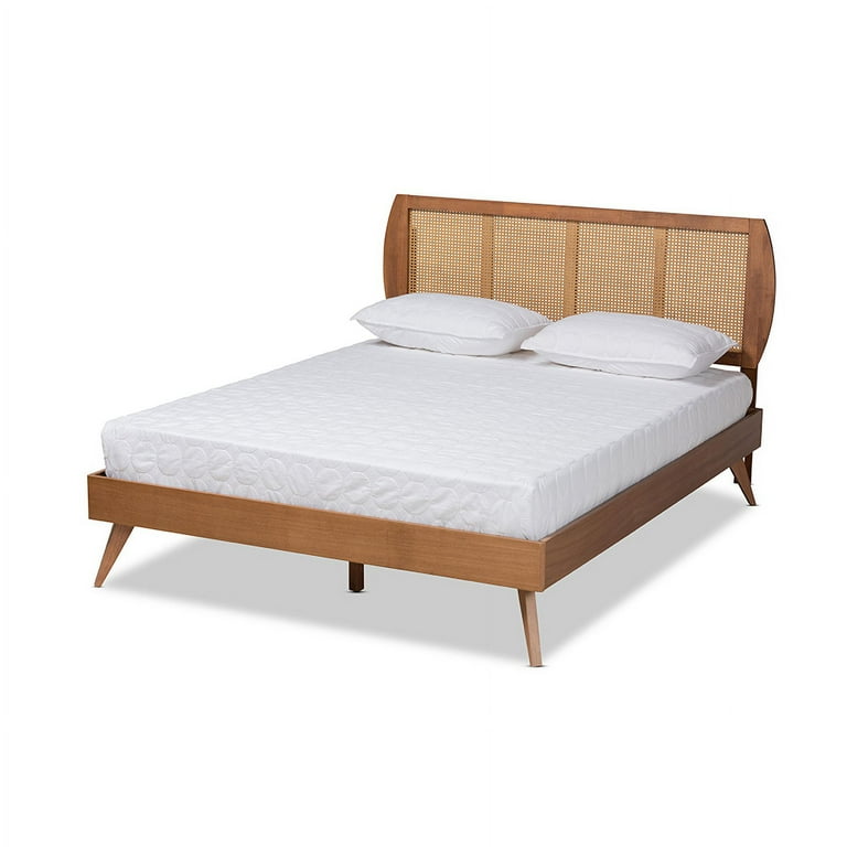 Baxton Studio Asami Mid-Century Modern Walnut Brown Finished Wood and Synthetic Rattan Full Size Platform Bed Baxton Studio Asami Mid-Century Modern Walnut Brown Finished Wood and Synthetic Rattan Full Size Platform Bed