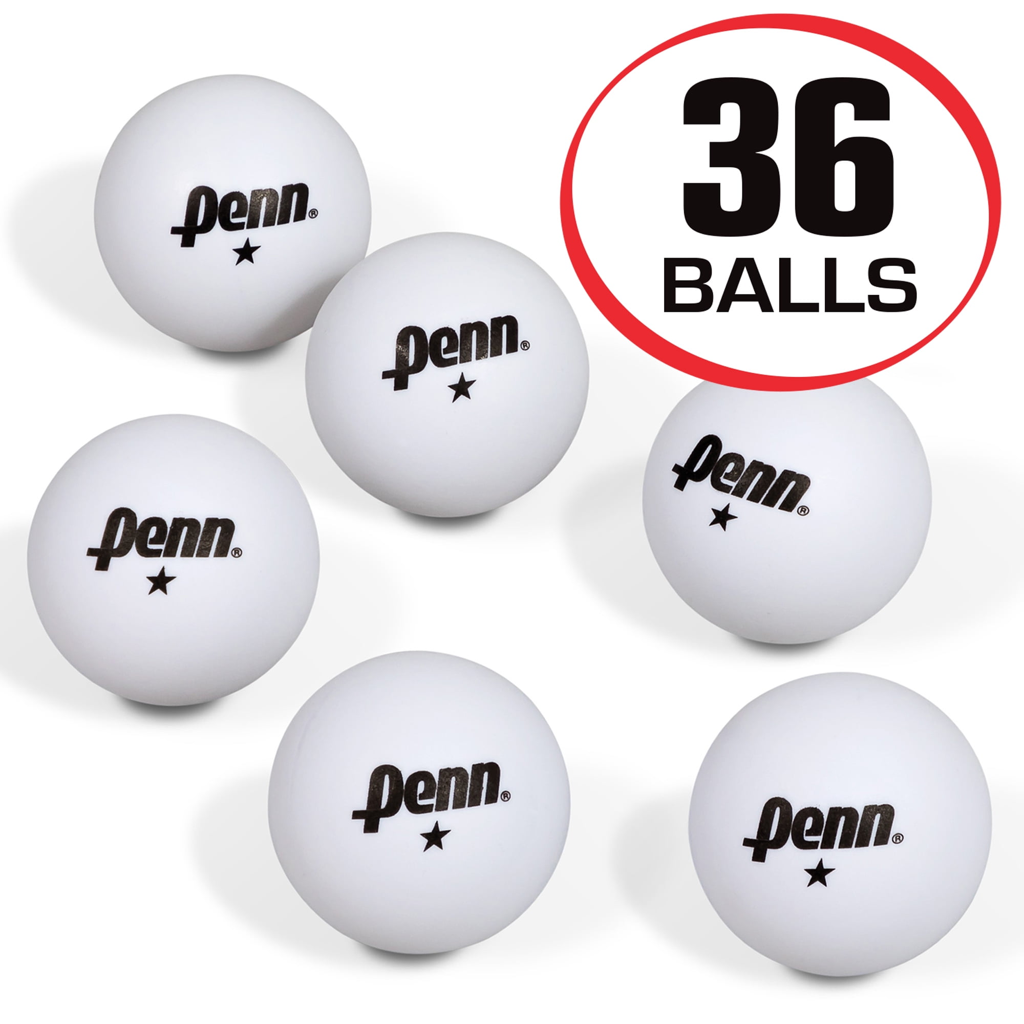 Penn 40mm 1-Star White Table Tennis Balls; Box of 36 Official Tournament Size Balls