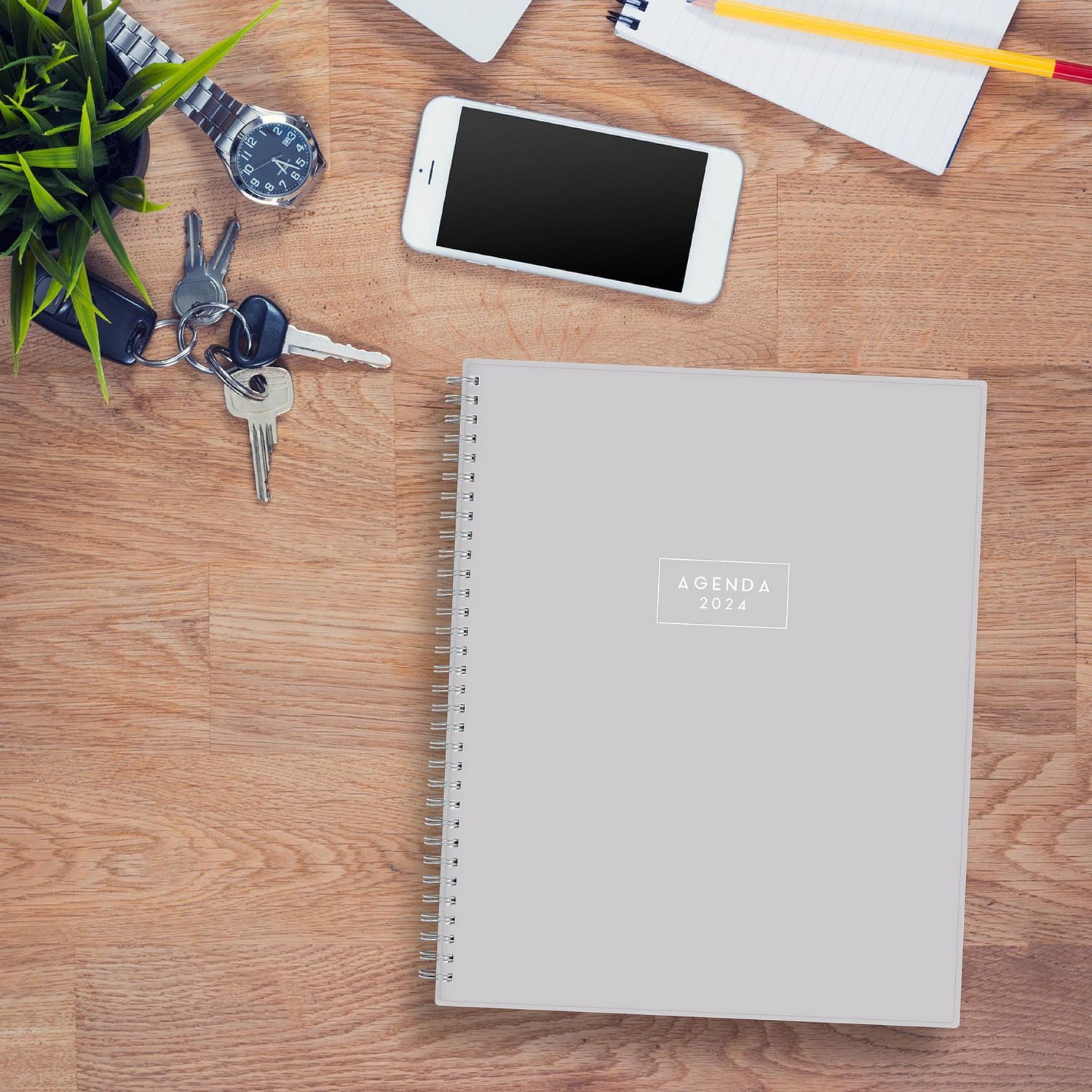 2024 Weekly Monthly Planner, 8.5x11, Blue Sky, Solid Gray