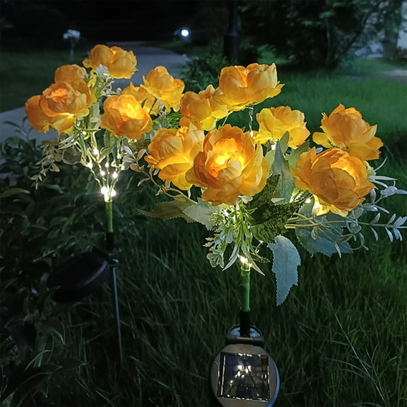 Twfbrm Solar Flower Lights for Outdoor, 28" Realistic Peony Flowers LED Garden Lights, Waterproof Solar Powered Decorative Stake Lights Auto ON/Off Landscape Lights for Lawn Yard Patio Pathway