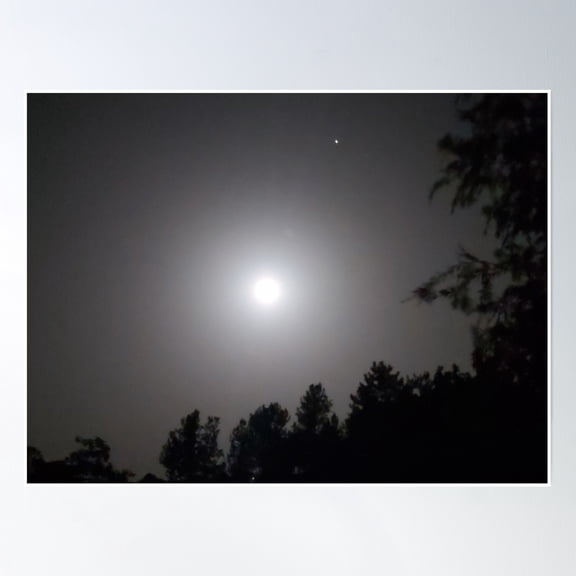 Full Moon And A Star Poster Wall Art, Modern Wall Decor, 8x12 UNFRAMED