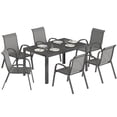 thumbnail image 1 of Outsunny Outdoor Dining Set for 6 with Stackable Chairs, Light Grey, 1 of 10