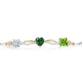 thumbnail image 2 of Gem Stone King 925 Silver and 10K Yellow Gold Moissanite Green Nano Emerald Green Peridot and Lab Grown Diamond Tennis Bracelet for Women By Keren Hanan (1.93 cttw, Adjustable up To 9 inch), 2 of 4