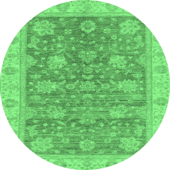 Ahgly Company Indoor Round Abstract Emerald Green Modern Area Rugs, 7' Round