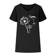 thumbnail image 3 of YHAJDS Women's Tops Short Sleeve Short Sleeve Shirts for Women V Neck Print Shirt Comfortable Casual Blouse Tee, 3 of 4
